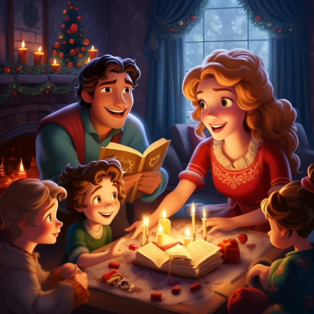 Festive Disney Cartoon Christmas Illustration