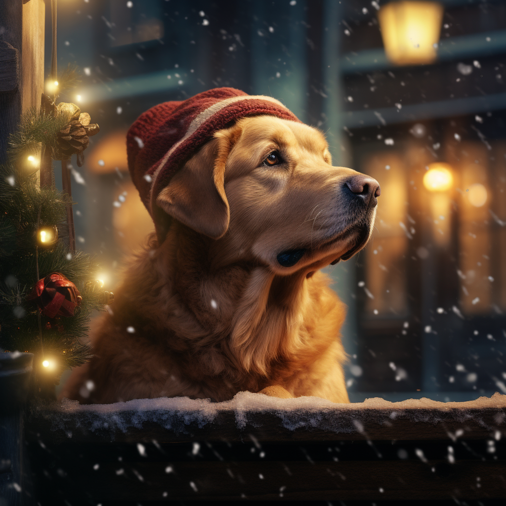 Adorable dog in a Christmas fairytale