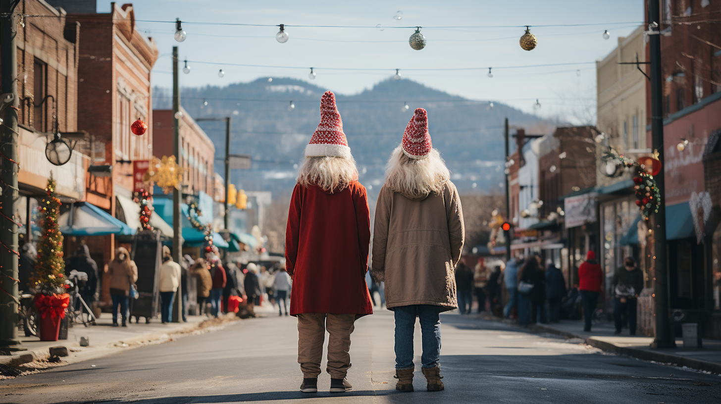 Eccentric and Quirky Characters in Christmas Attire Explore Downtown Asheville