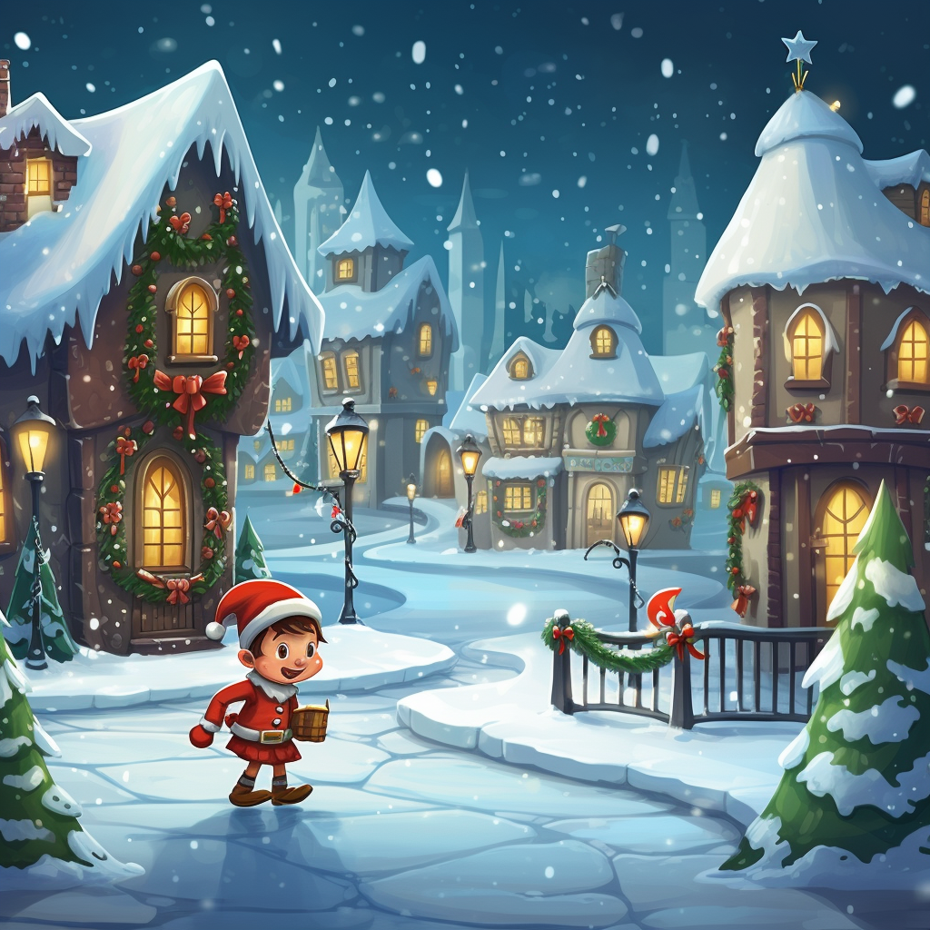 Christmas elf backdrop cartoon