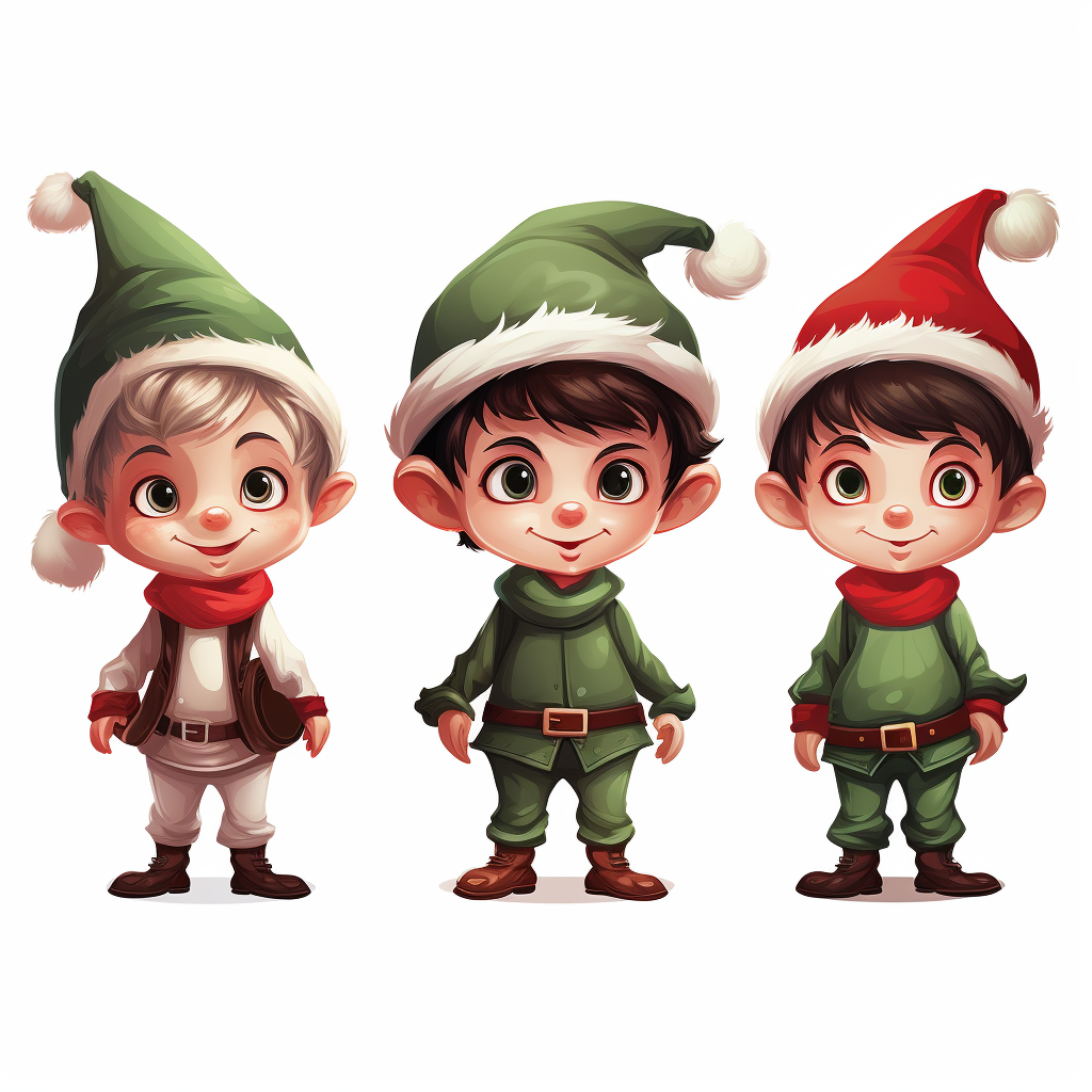 Christmas elves vector on plain white background