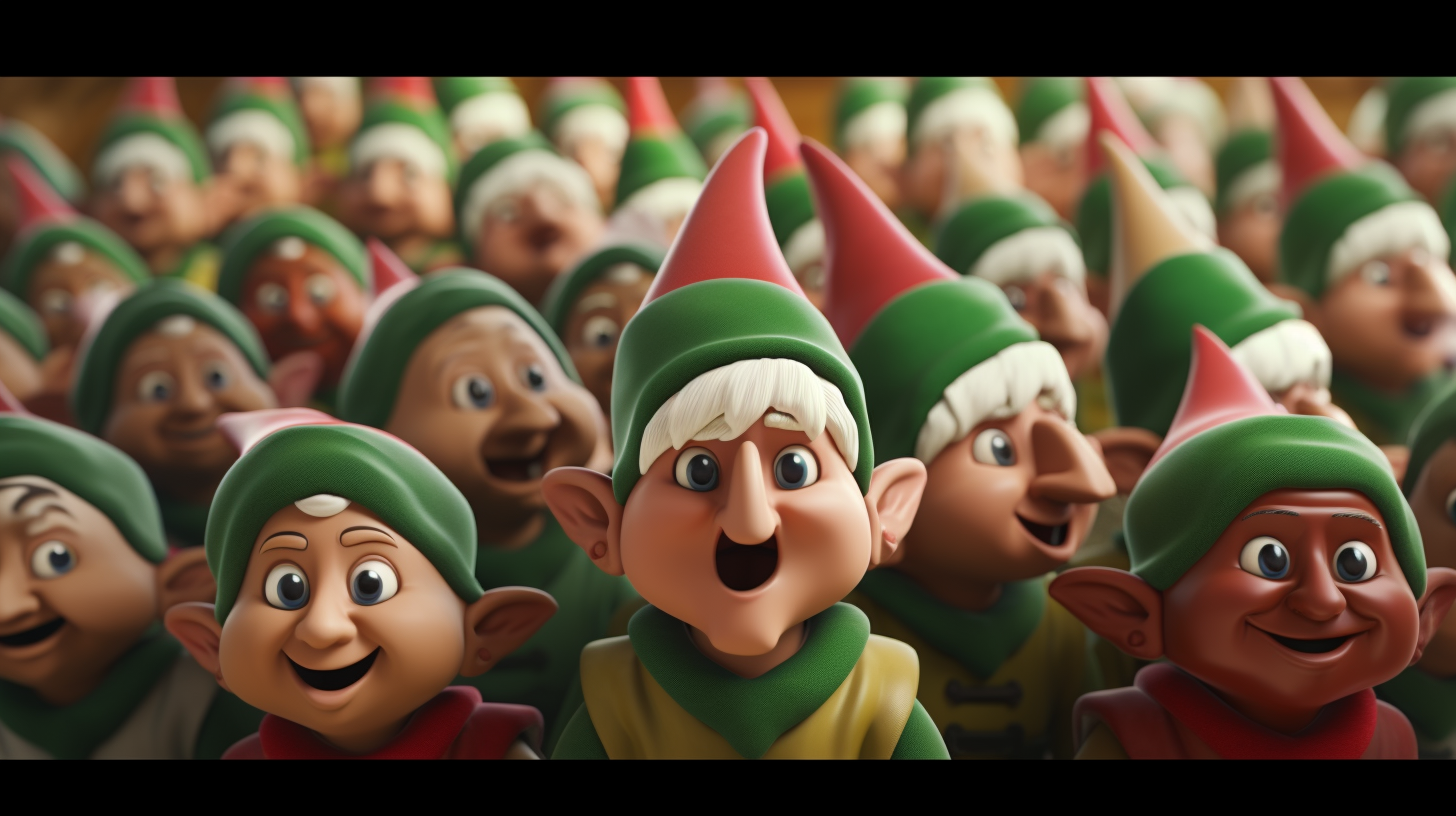 Group of diverse Christmas elves