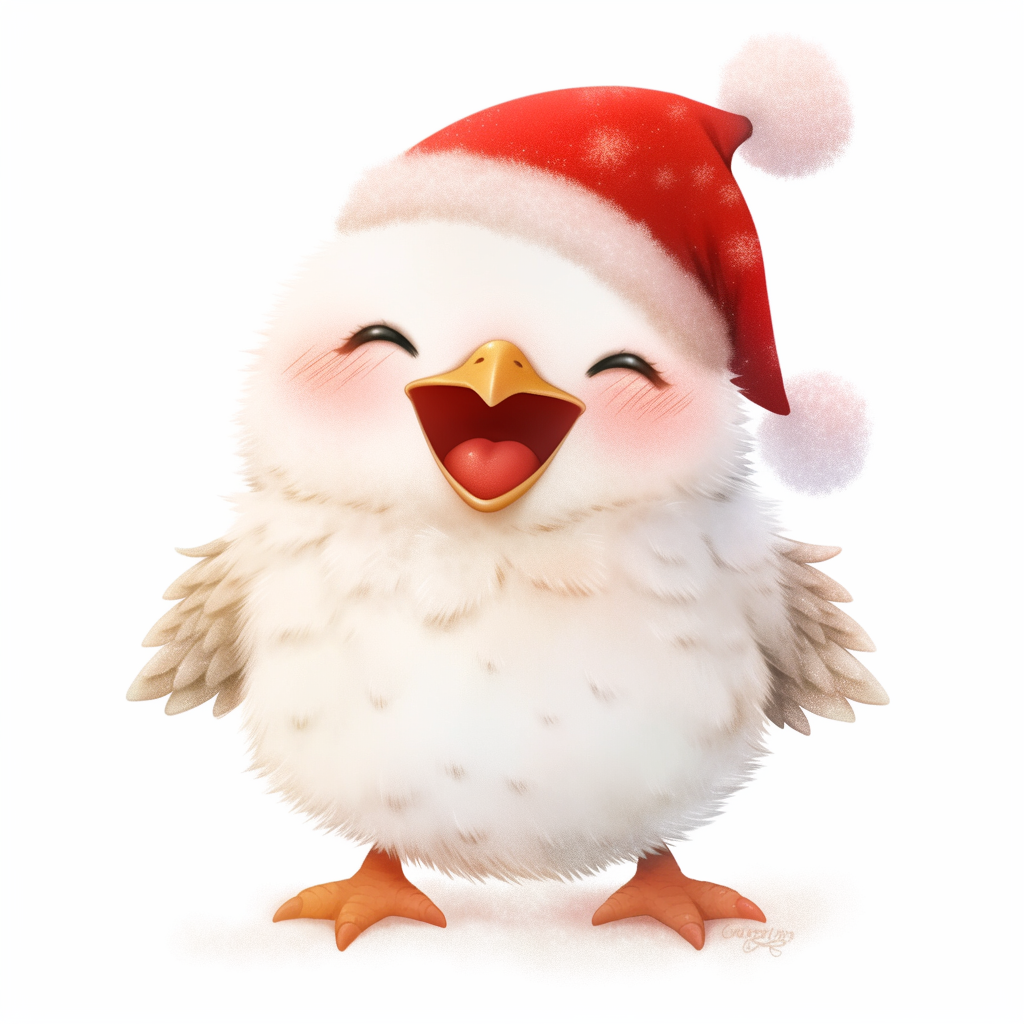 Adorable Christmas Farm Chick Illustration