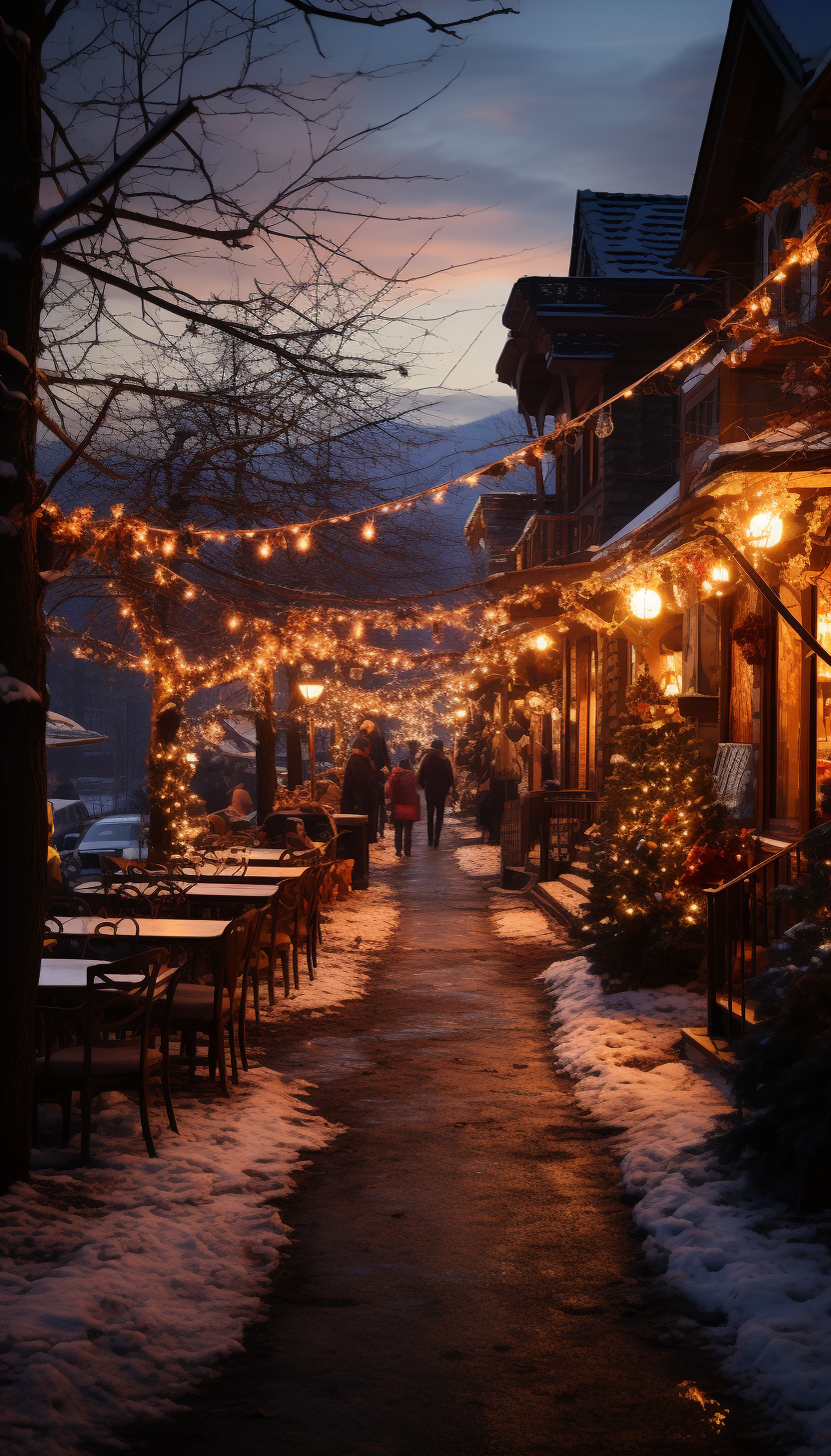 Snowy Christmas festival in Asheville