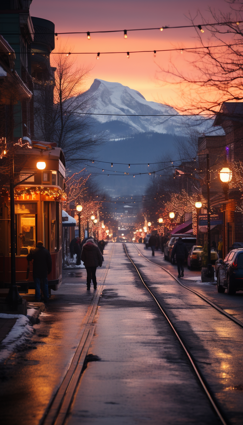 Beautiful winter scenery at the Christmas festival