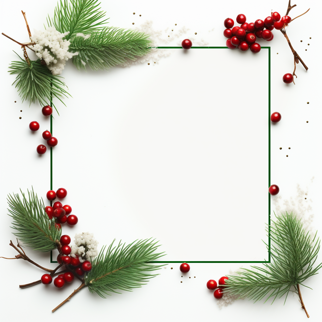 Christmas frame with fir branches and ornaments