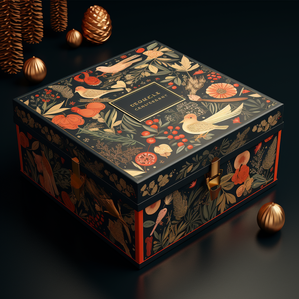 Christmas gift box with ribbon and bows