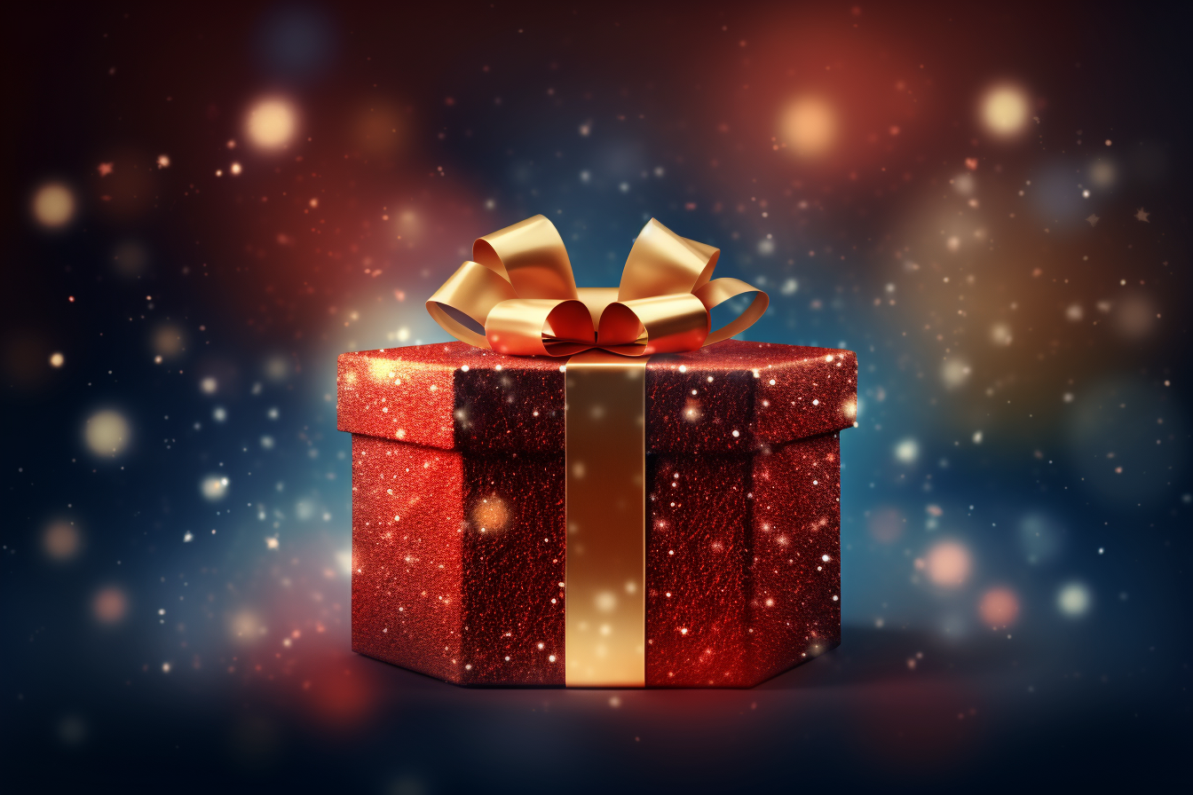 Beautiful Christmas gift box on a transparent background