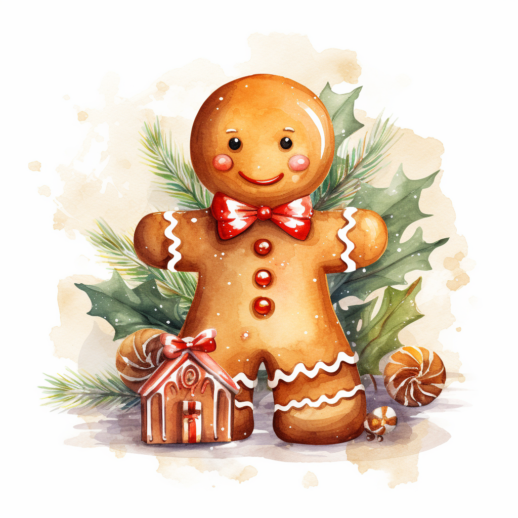 Cute gingerbread man in Christmas scene