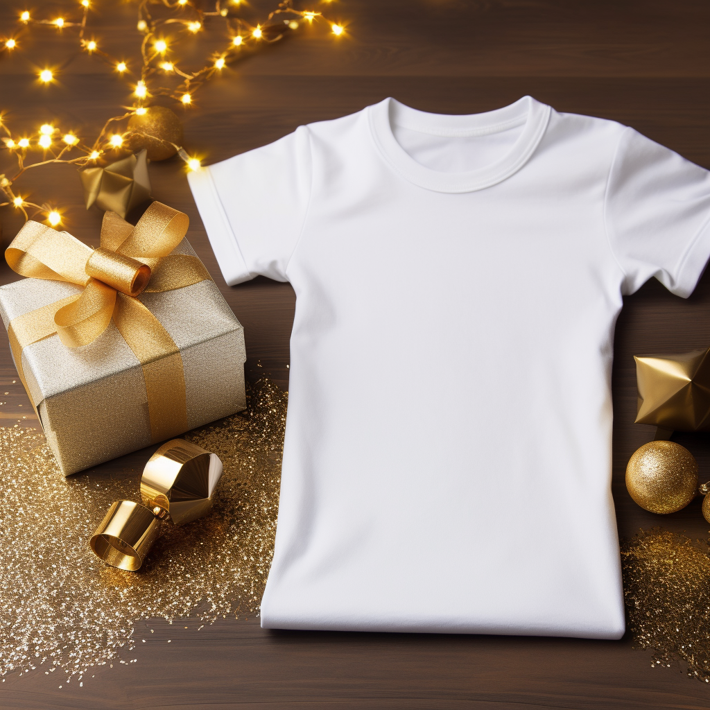 White T-shirt with Christmas Glam Present