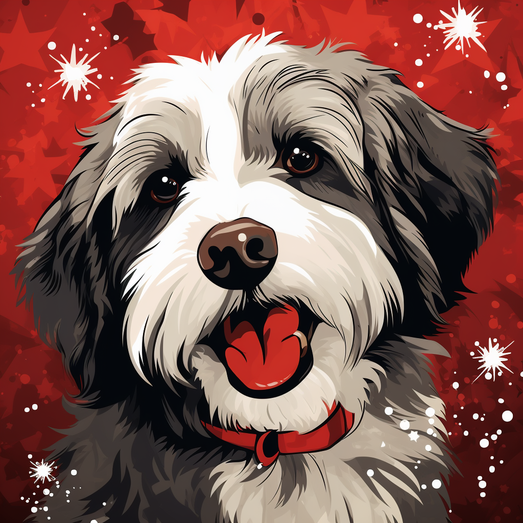 Christmas Havanese dog in graphic novel art