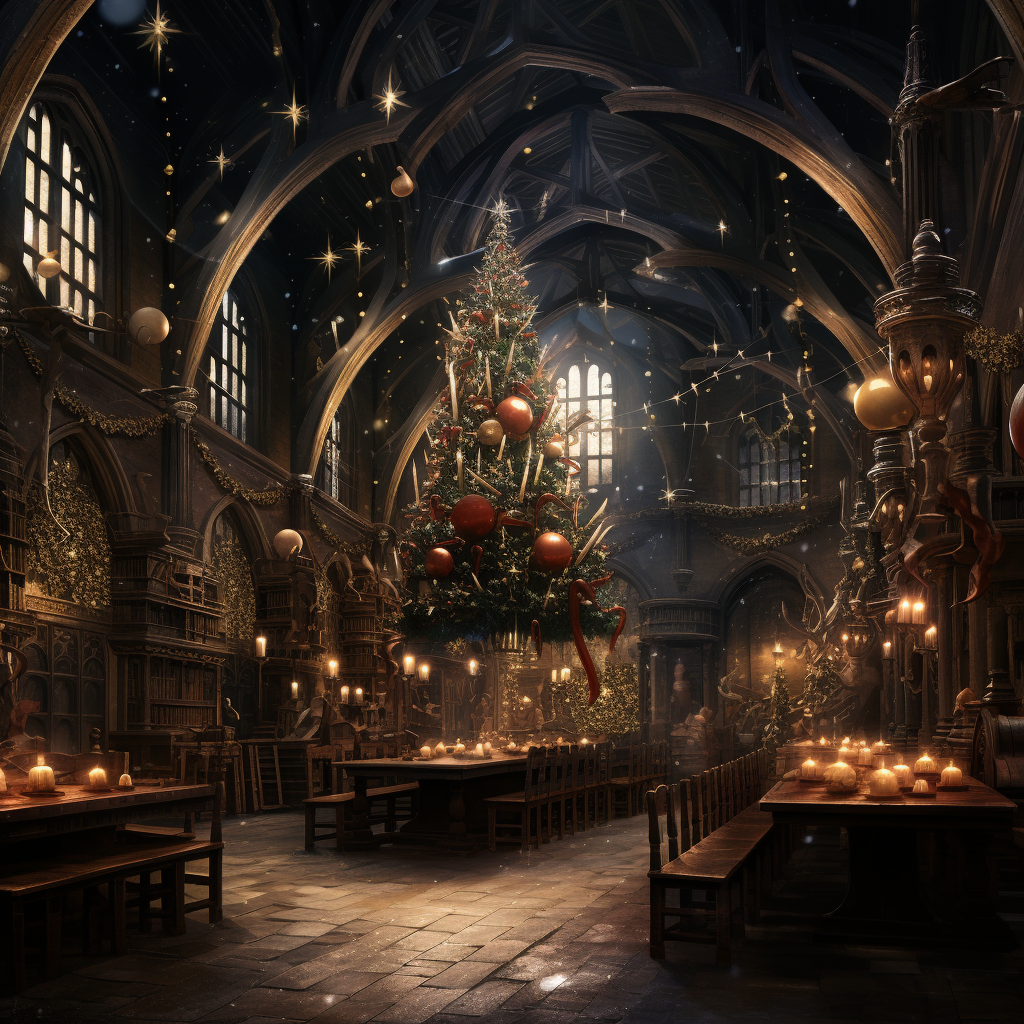 Festive Hogwarts Christmas Scene