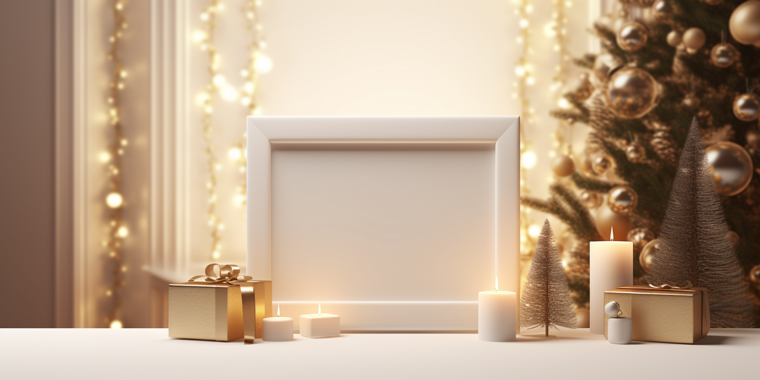 Christmas Decor with White Frame