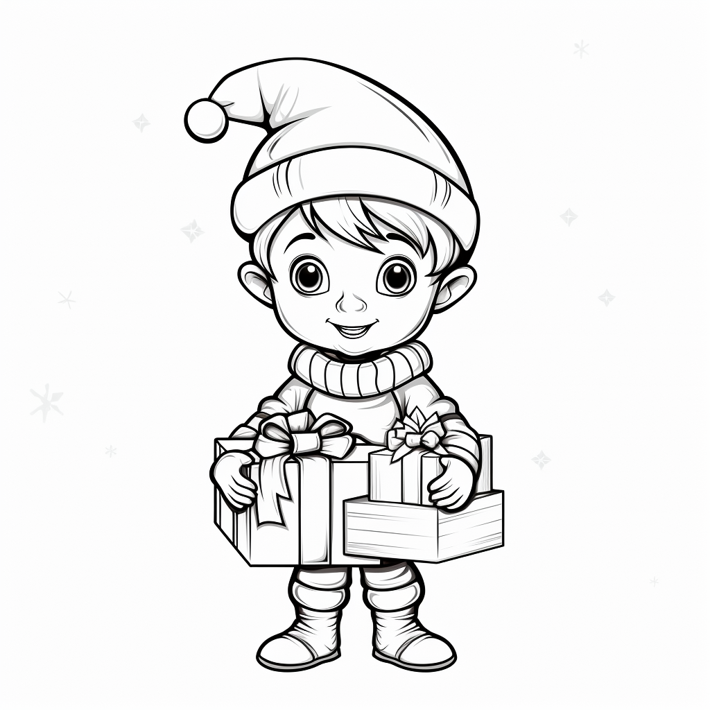 Cute Christmas Coloring Page for Kids