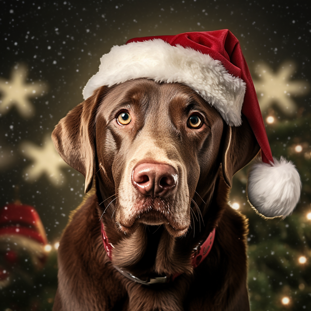 Christmas Labrador Retriever portrait photo