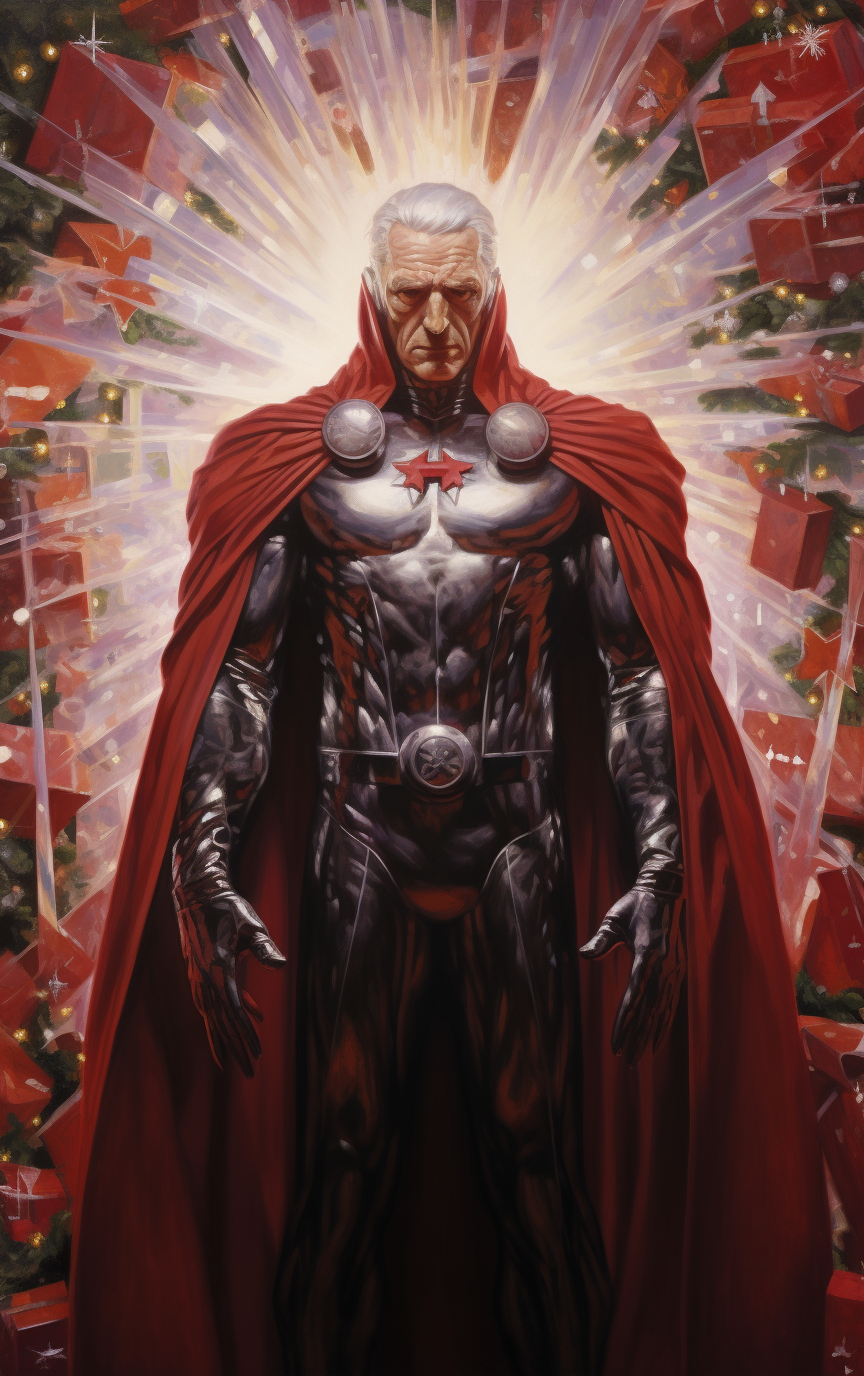 Festive Christmas painting of Magneto