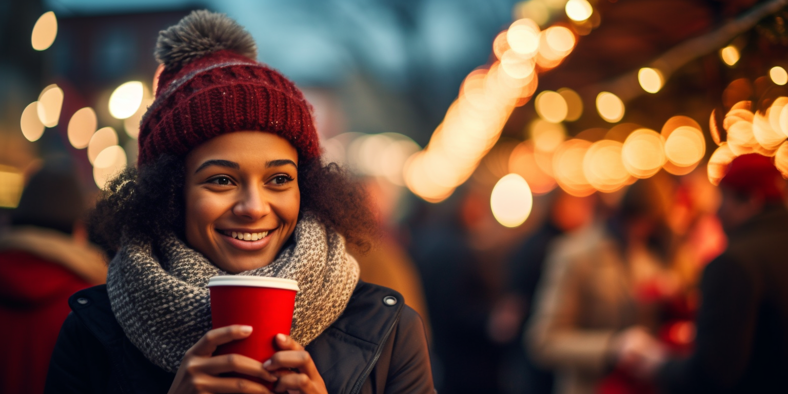 Young woman enjoying Christmas Market