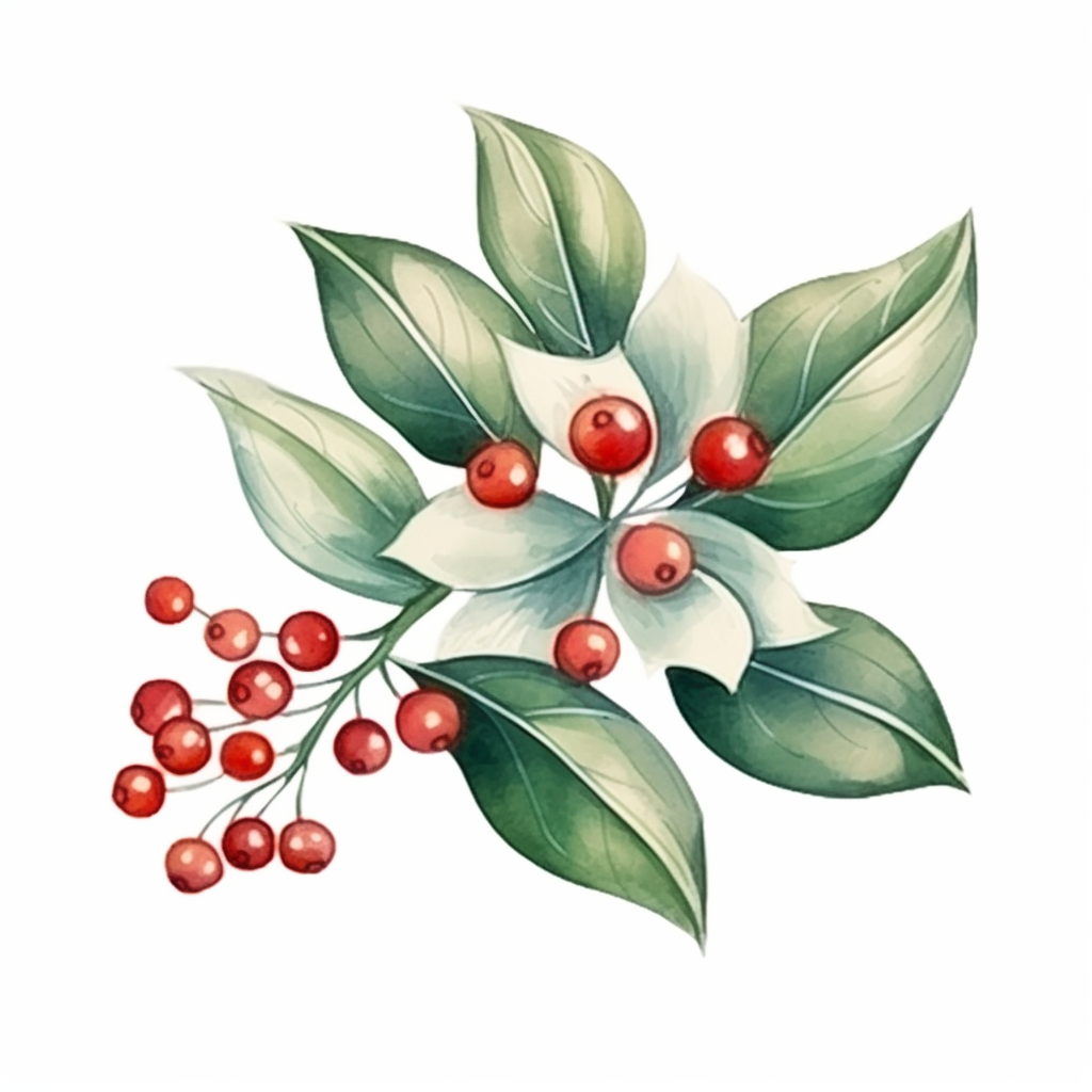 Colorful Christmas Cartoon Illustration with Mistletoe