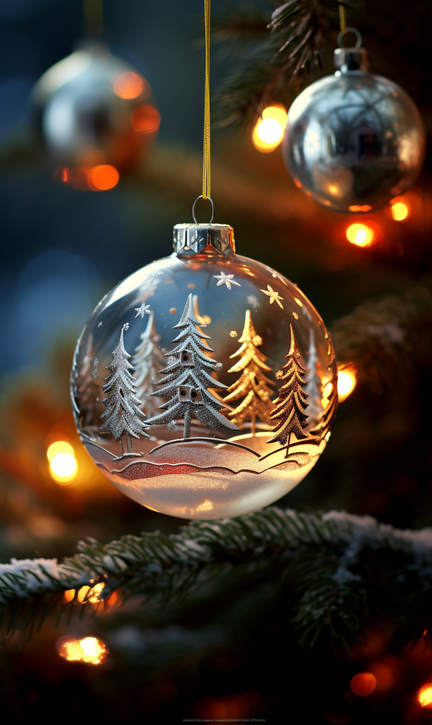 Colorful Christmas ornaments on a tree