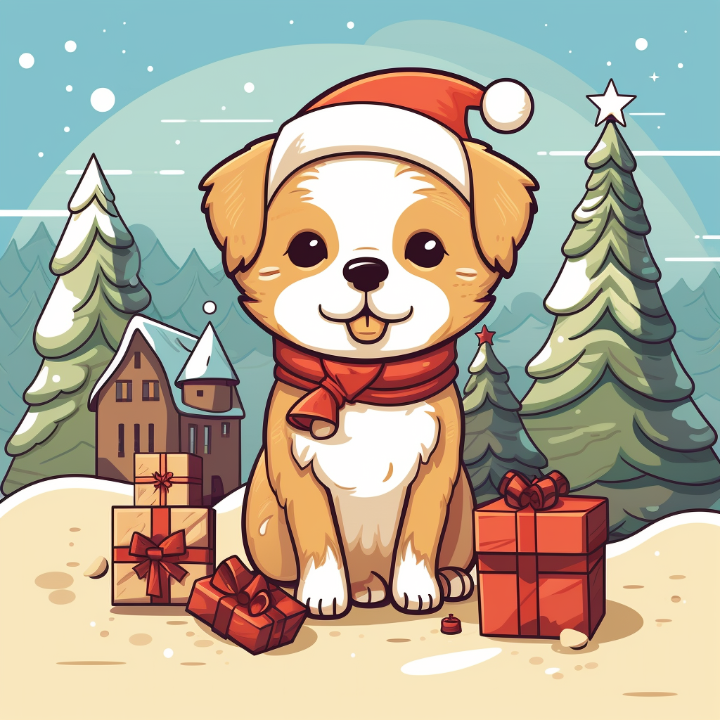 Vector illustration of cute Christmas pet