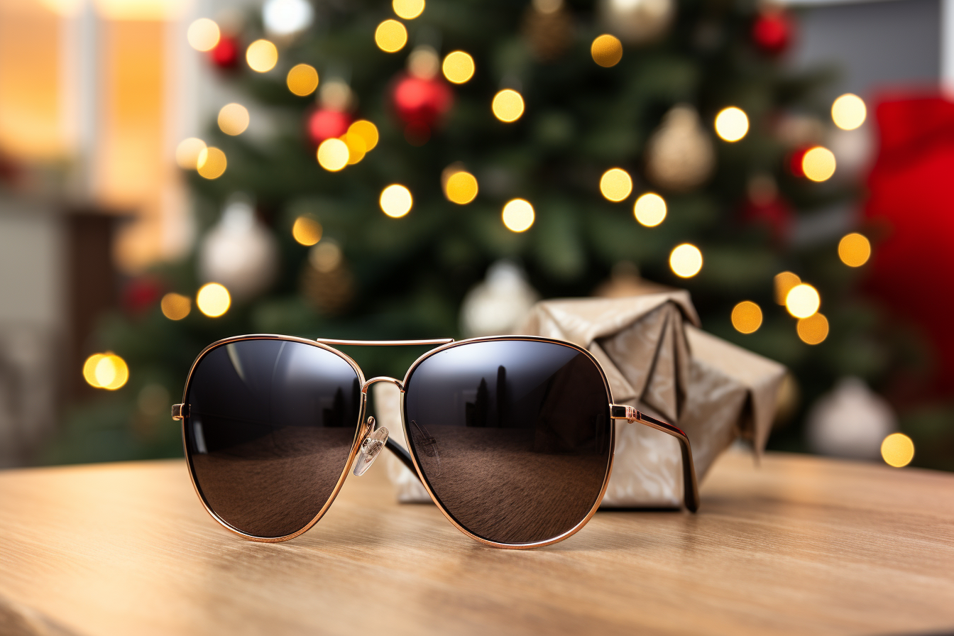 Sunglasses on Christmas Present Box