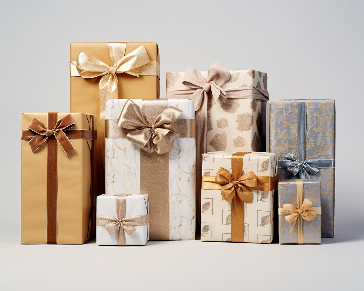 Assorted Christmas Presents with Beautiful Wrapping