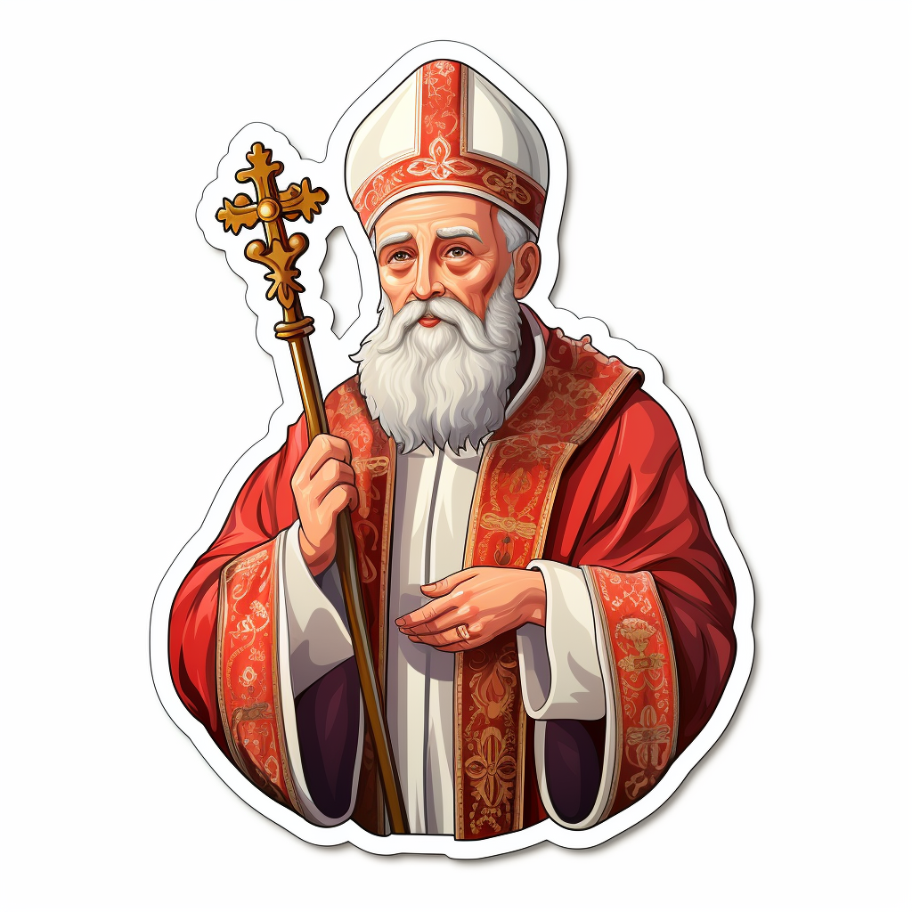 Christmas Saint Nicholas sticker on white background