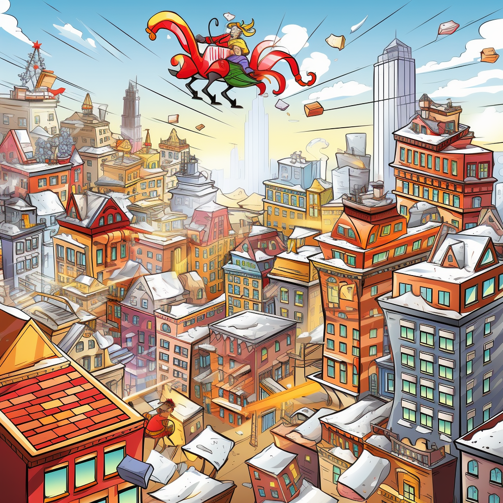 Santa Claus delivering presents in New York