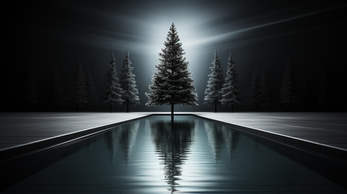 Stylish Christmas tree with abstract neon pool