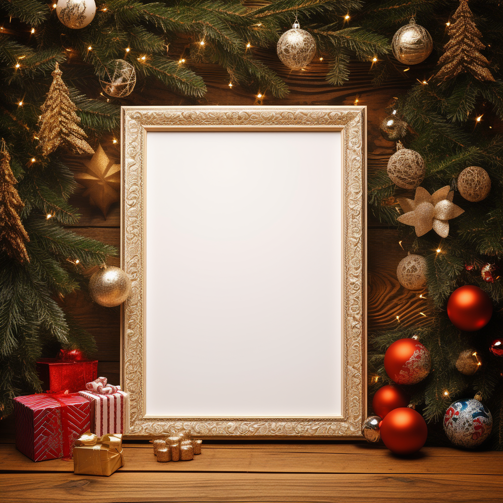 Blank poster with Christmas tree frame