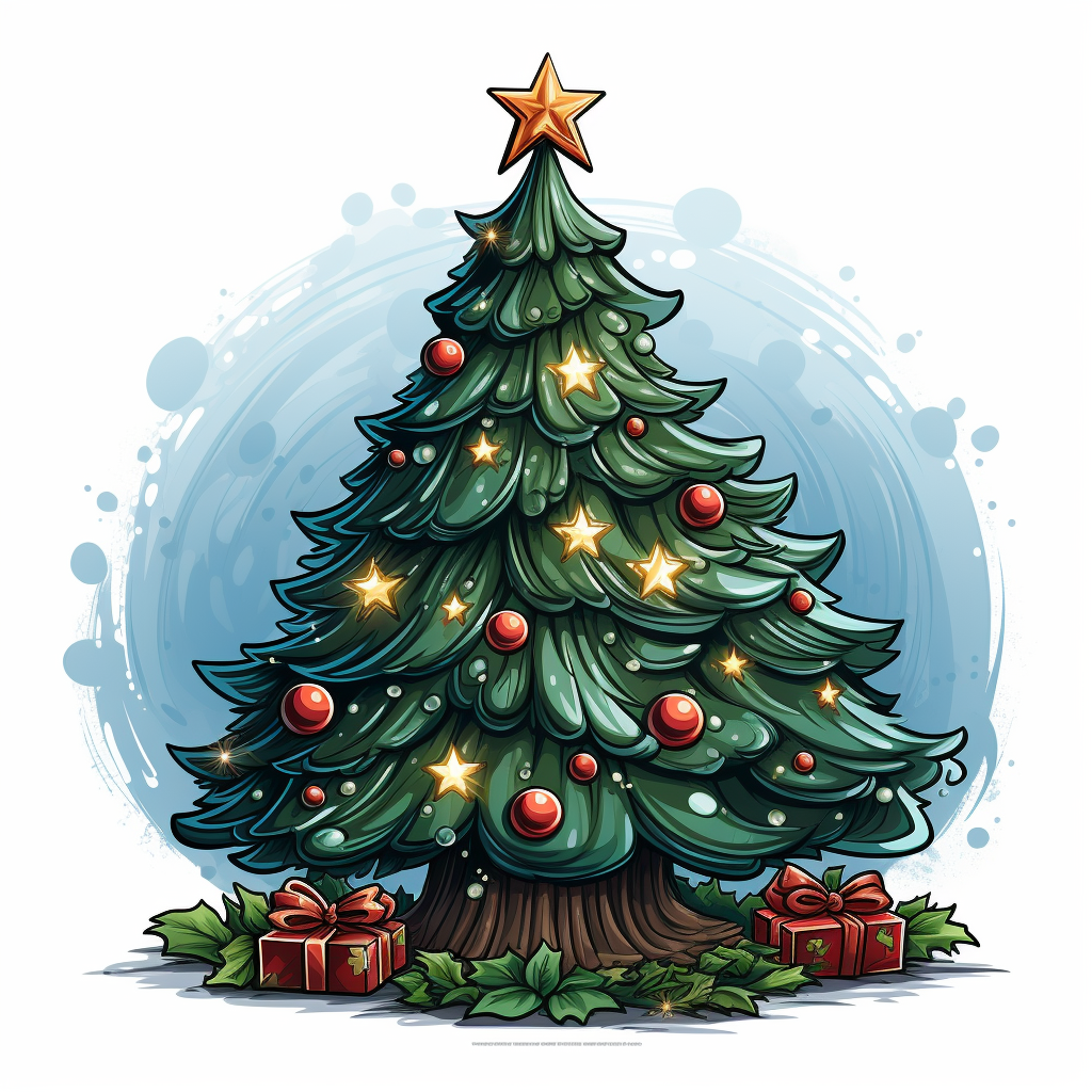 Festive Christmas Tree Cartoon Clipart