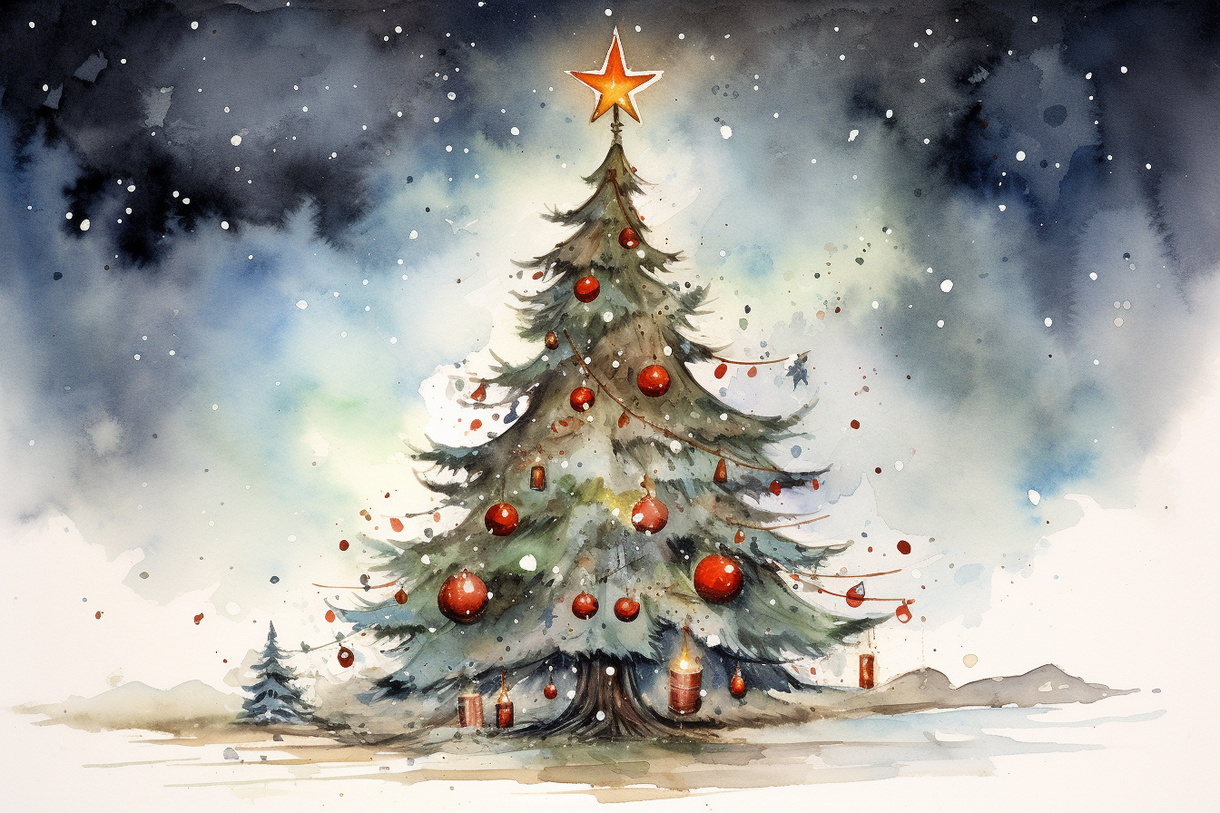Colorful Christmas Tree with Sparkling Lights
