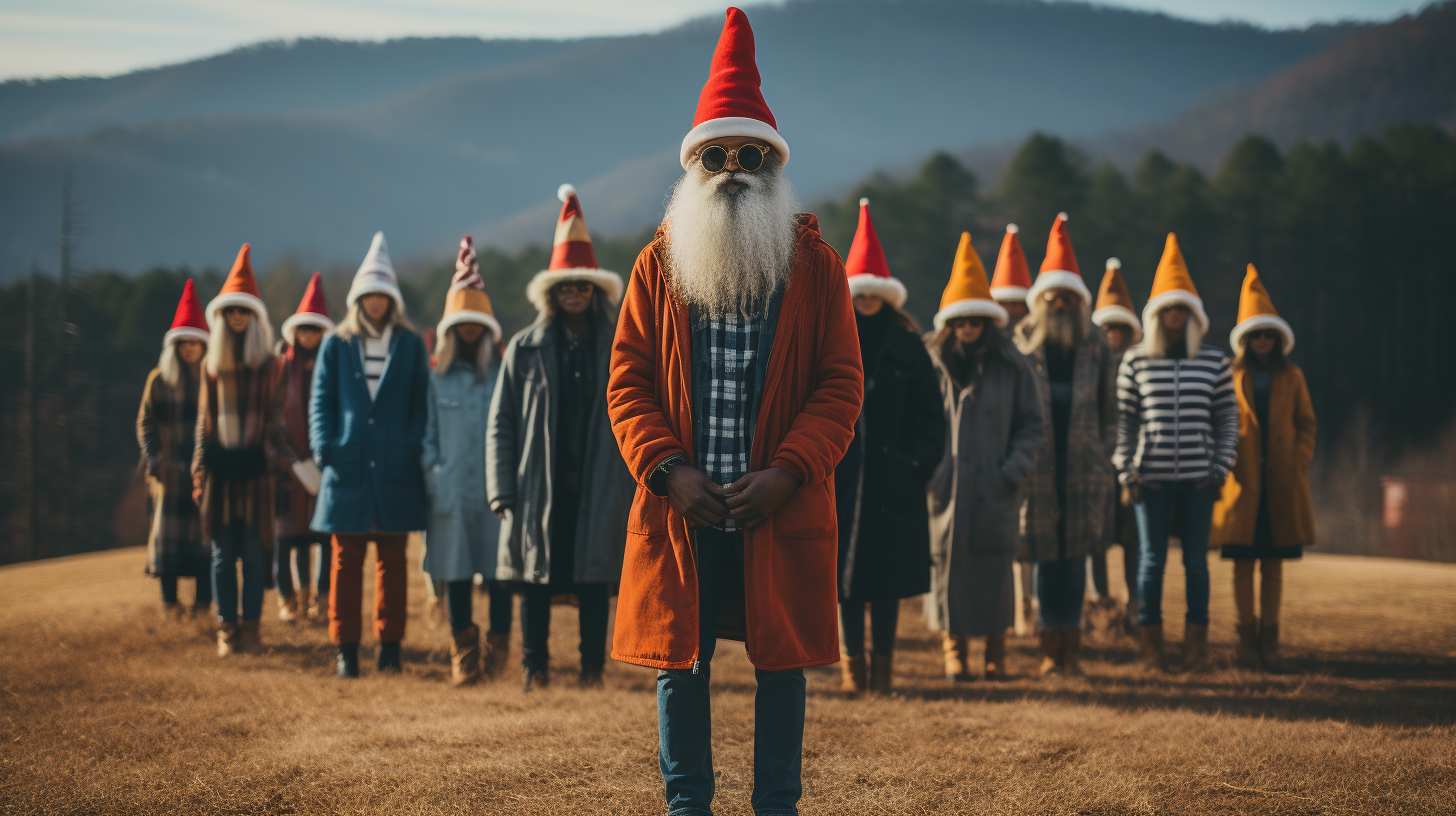 Eccentric characters buying Christmas tree