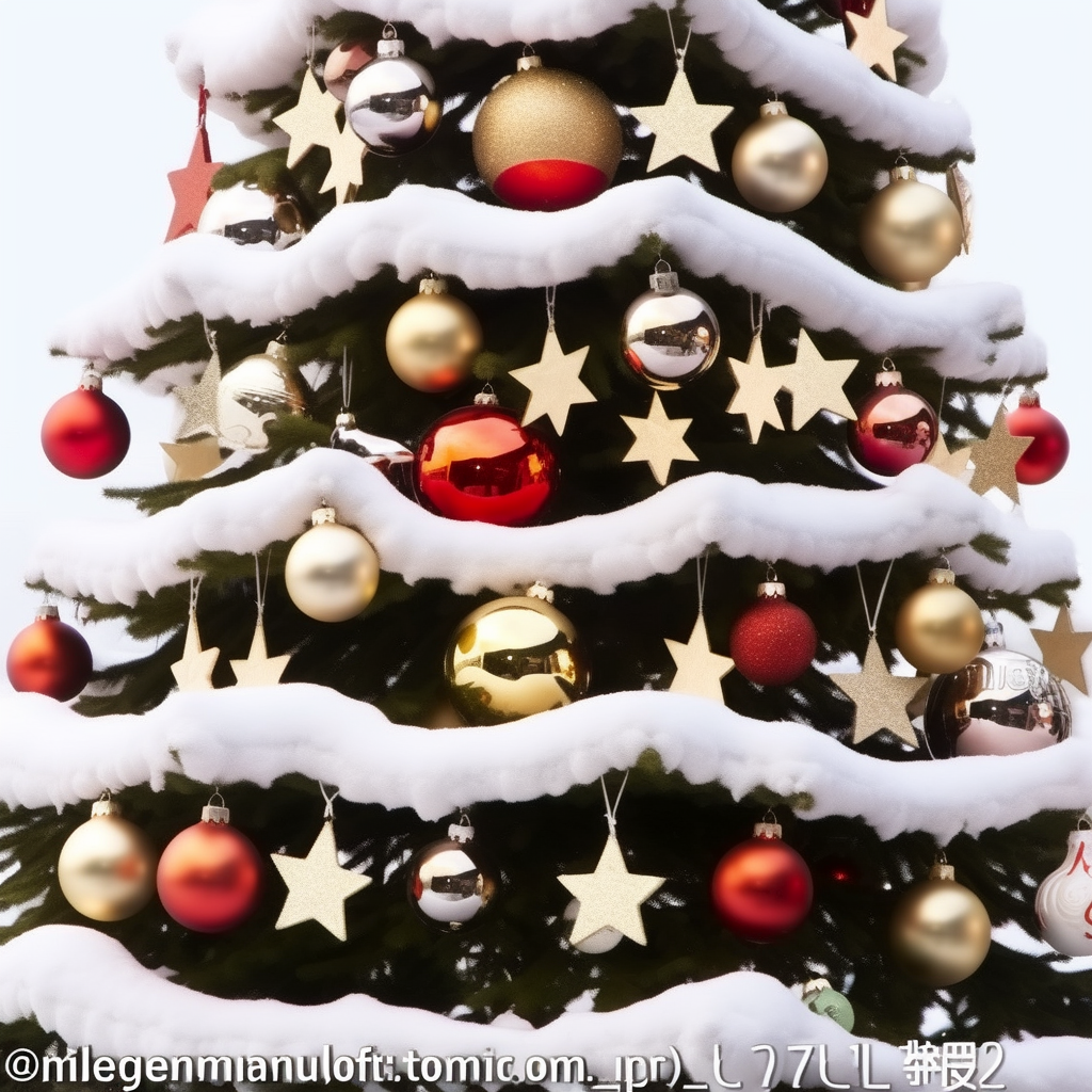 Decorative Christmas tree with golden star and red & gold balls