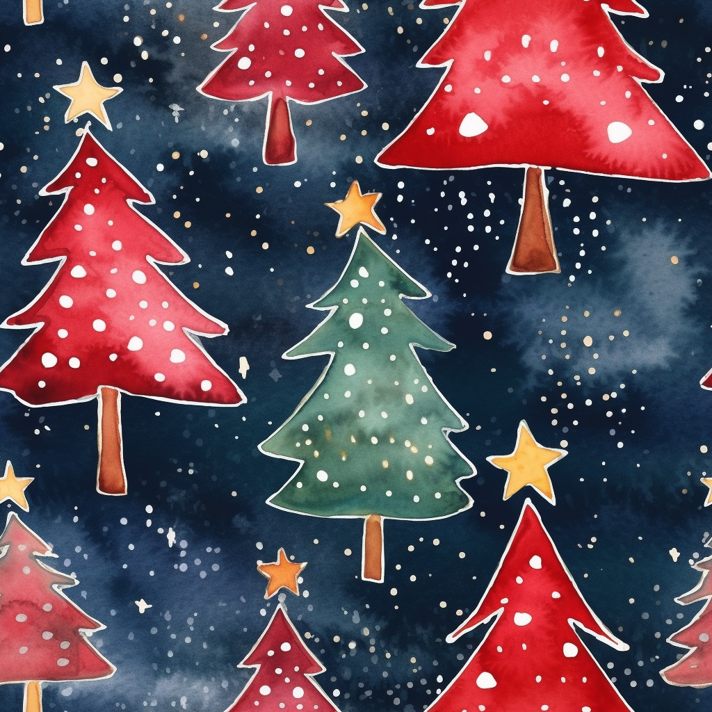 Colorful Christmas tree illustration on red background