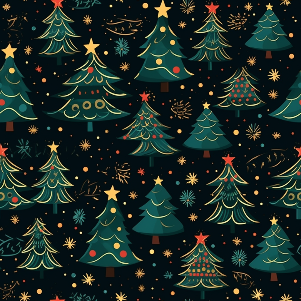 Vibrant Christmas tree seamless pattern