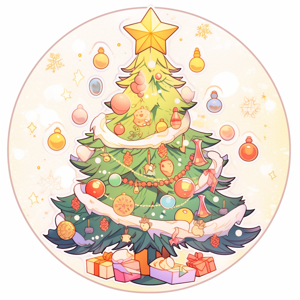 Colorful Christmas tree sticker