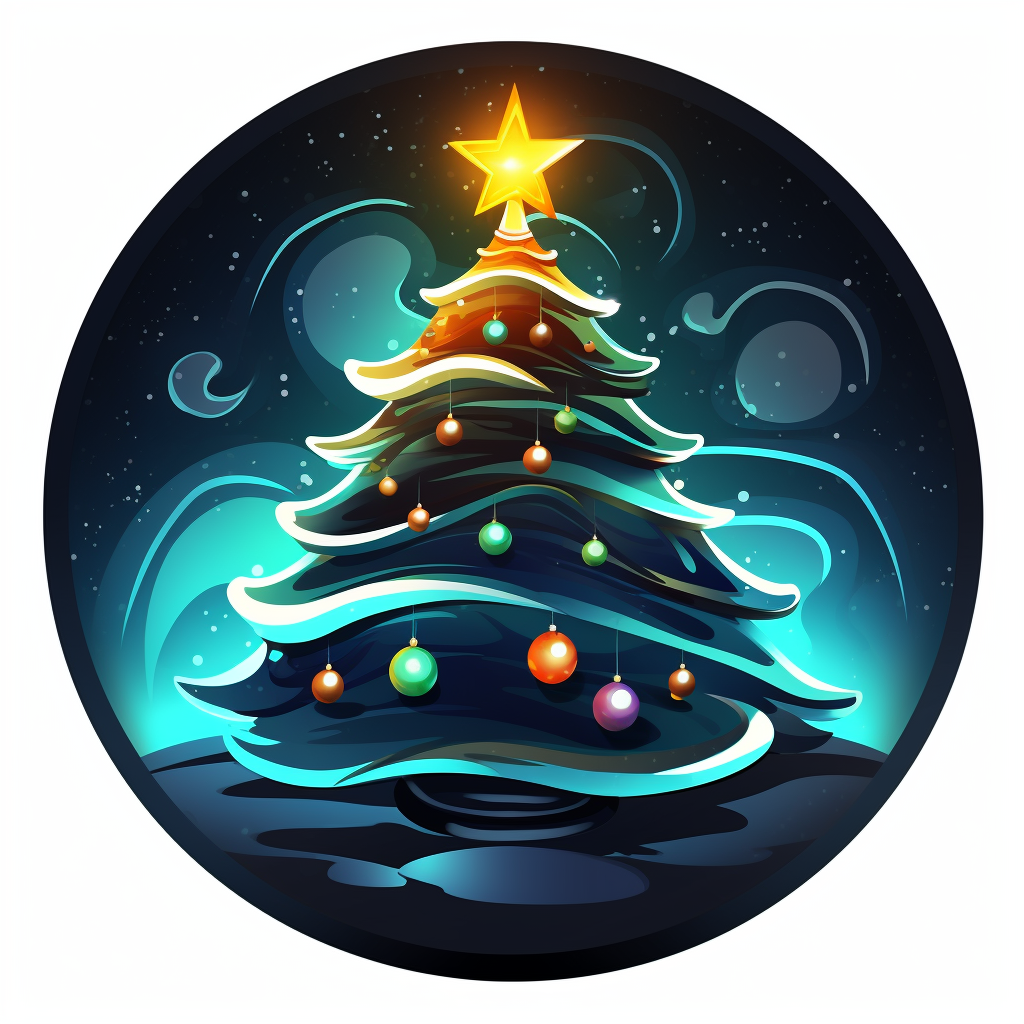 Vector style Christmas tree gamification icon