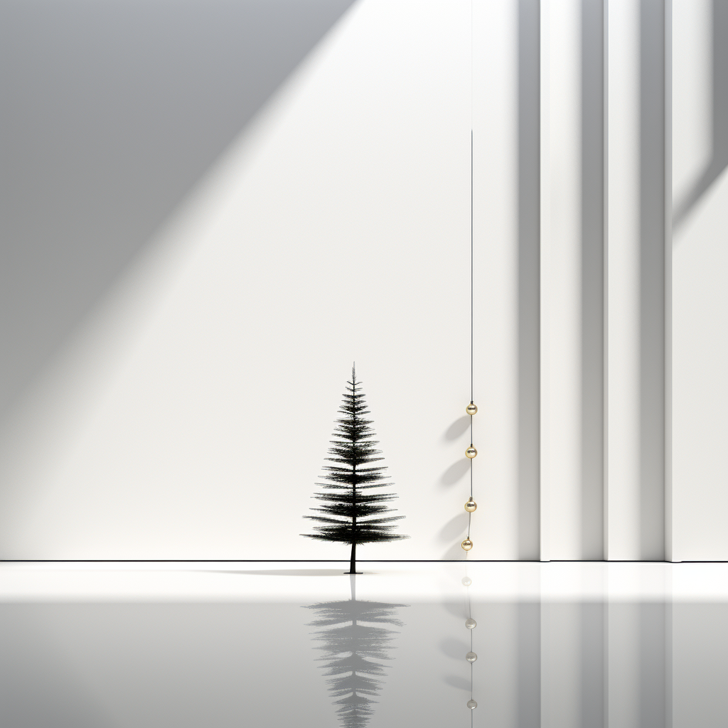 Minimalist Christmas tree on white background