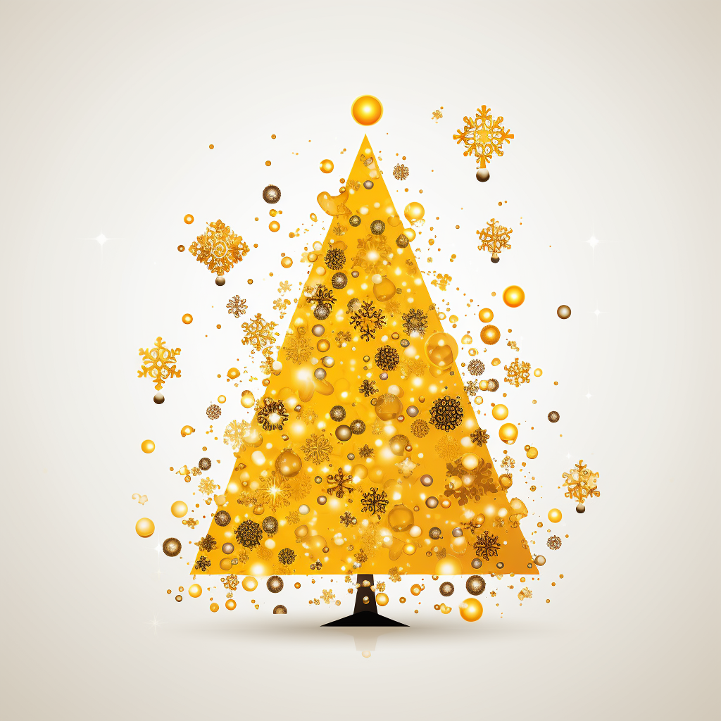 Beautiful Christmas tree with yellow details