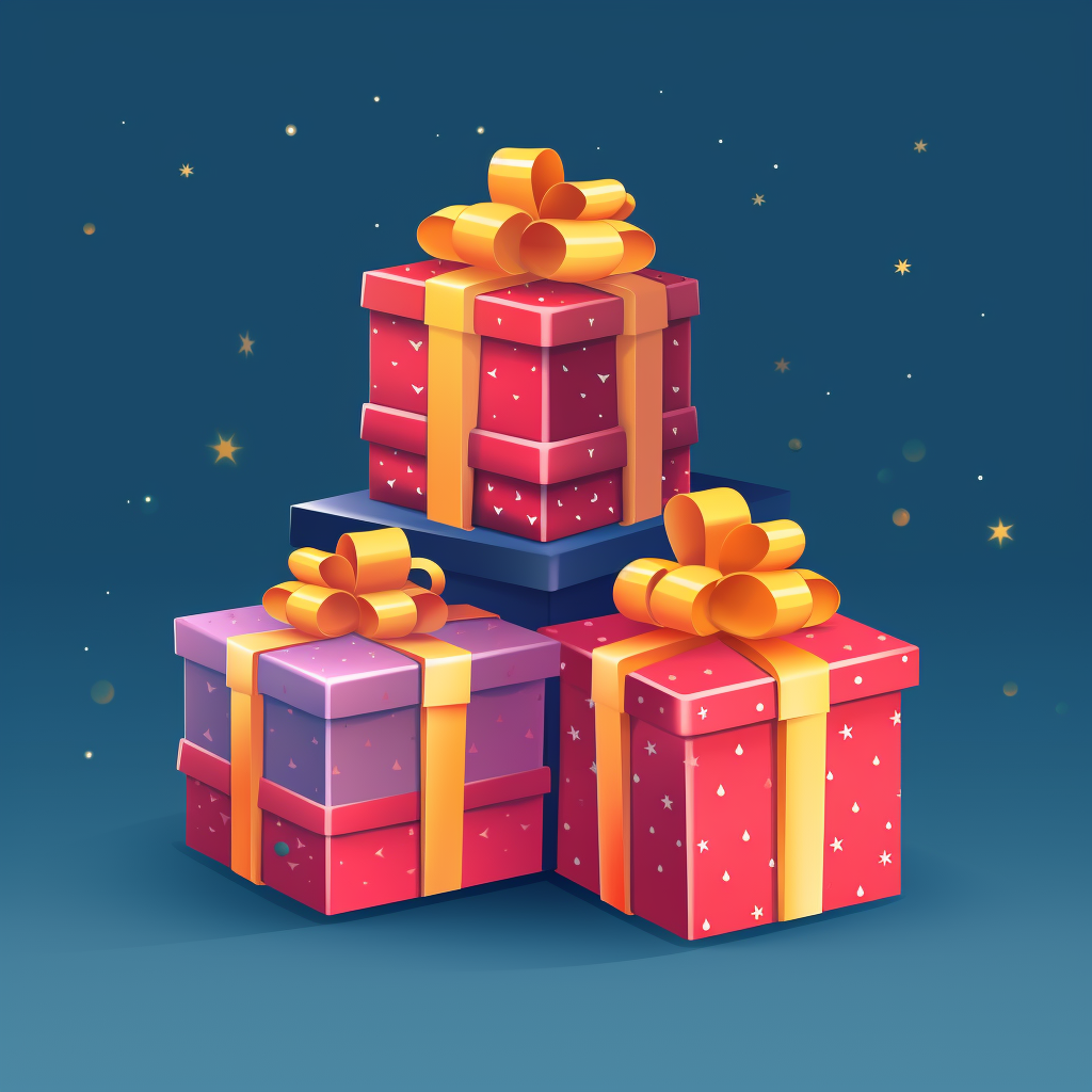 Colorful 3D Christmas wrapped boxes