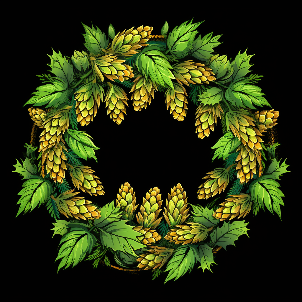 Colorful Christmas wreath with beer hops and barley