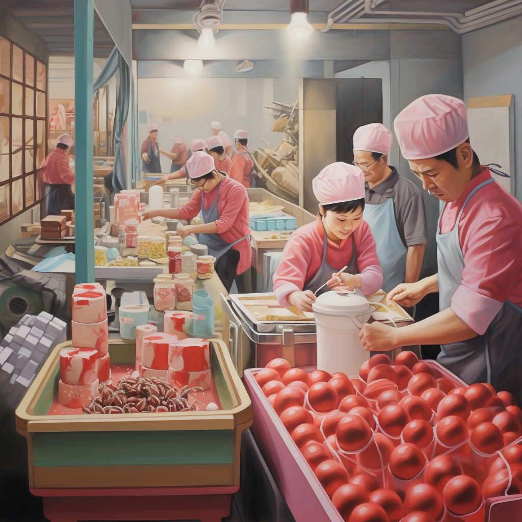 Colorful Christmas gifts production line painting