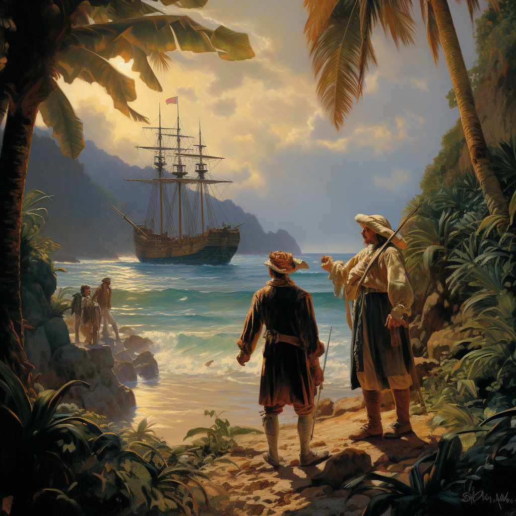 Christopher Columbus landing on Hispaniola