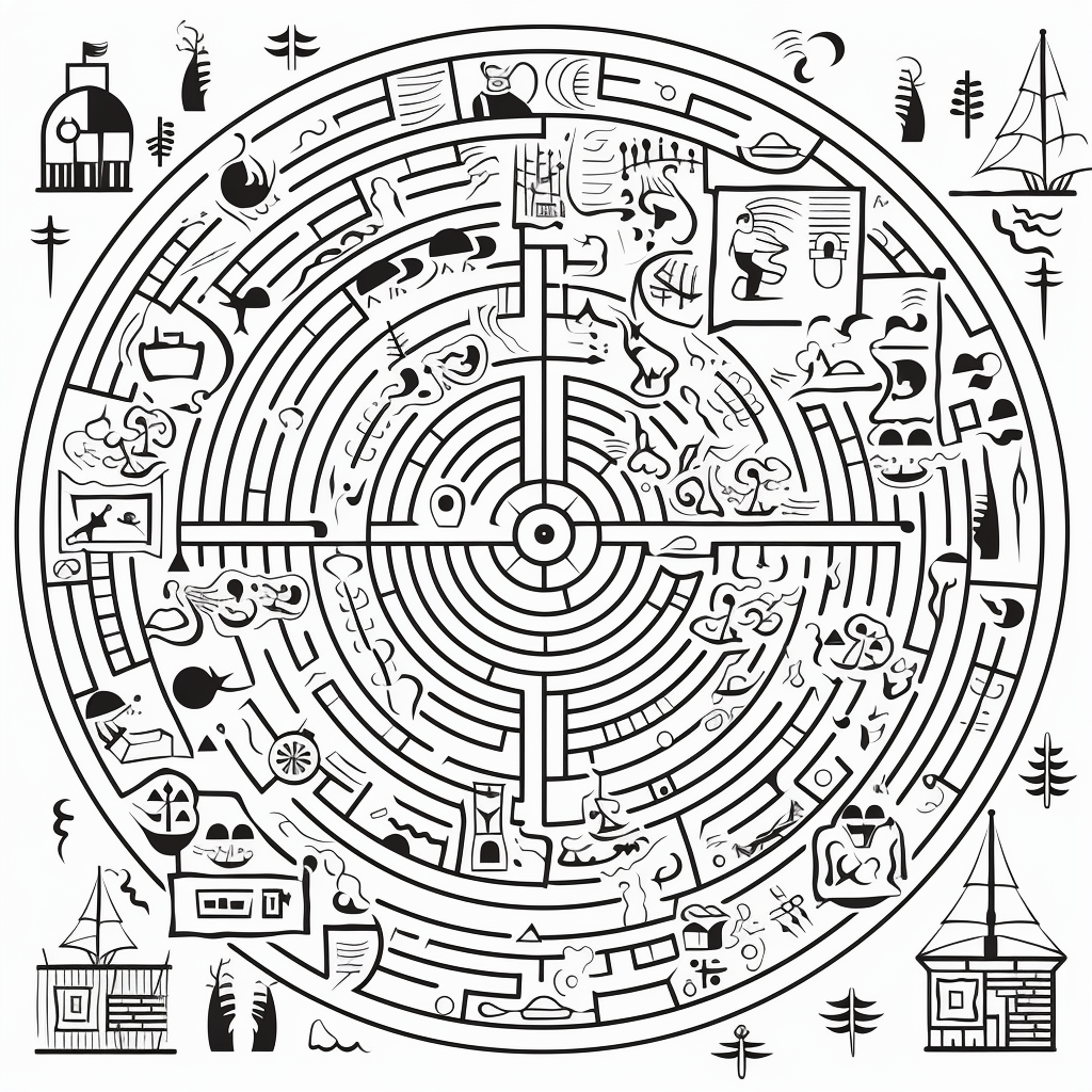 Maze depicting Christopher Columbus' journey