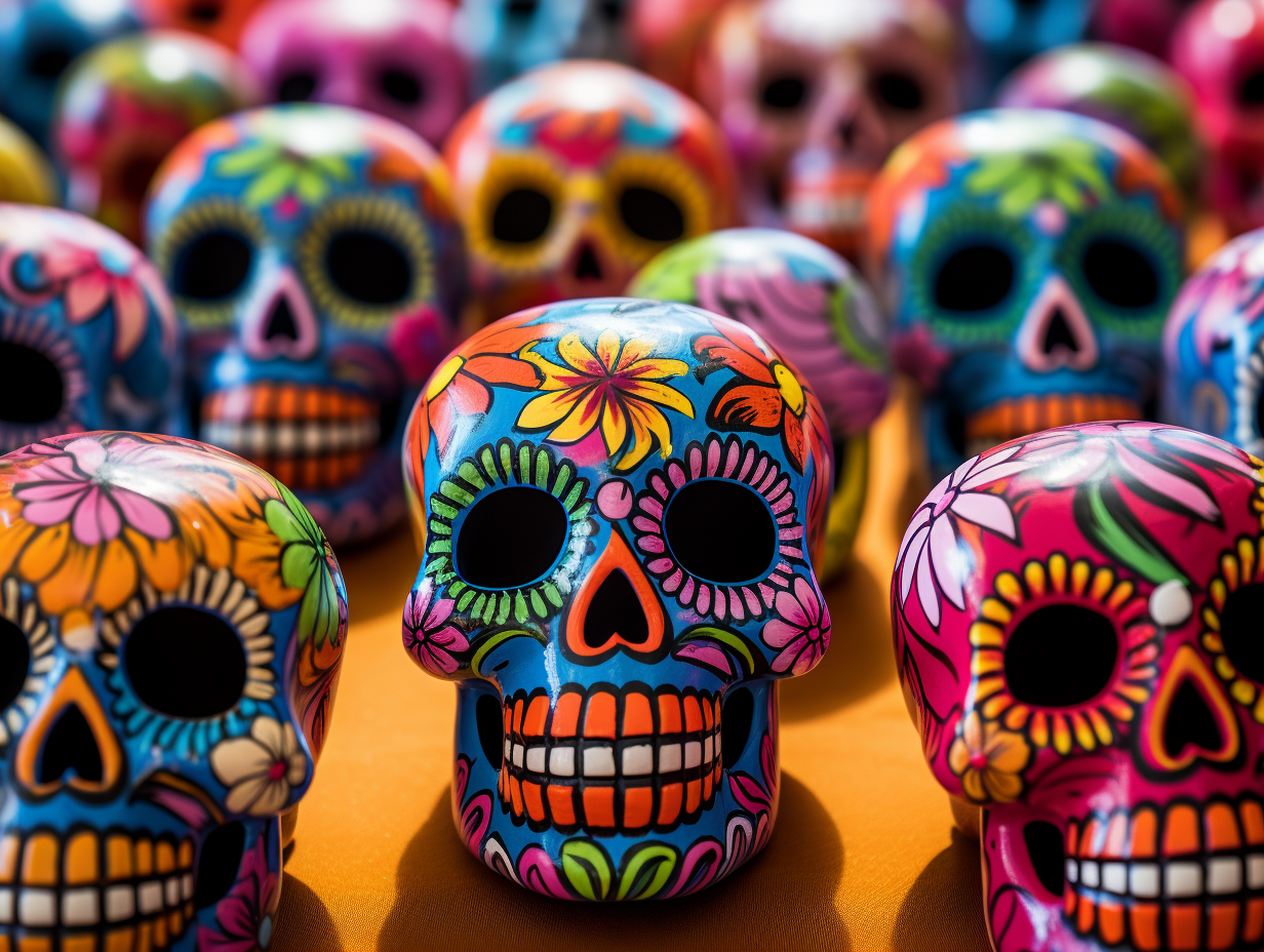 Colorful skulls for Mexican holiday