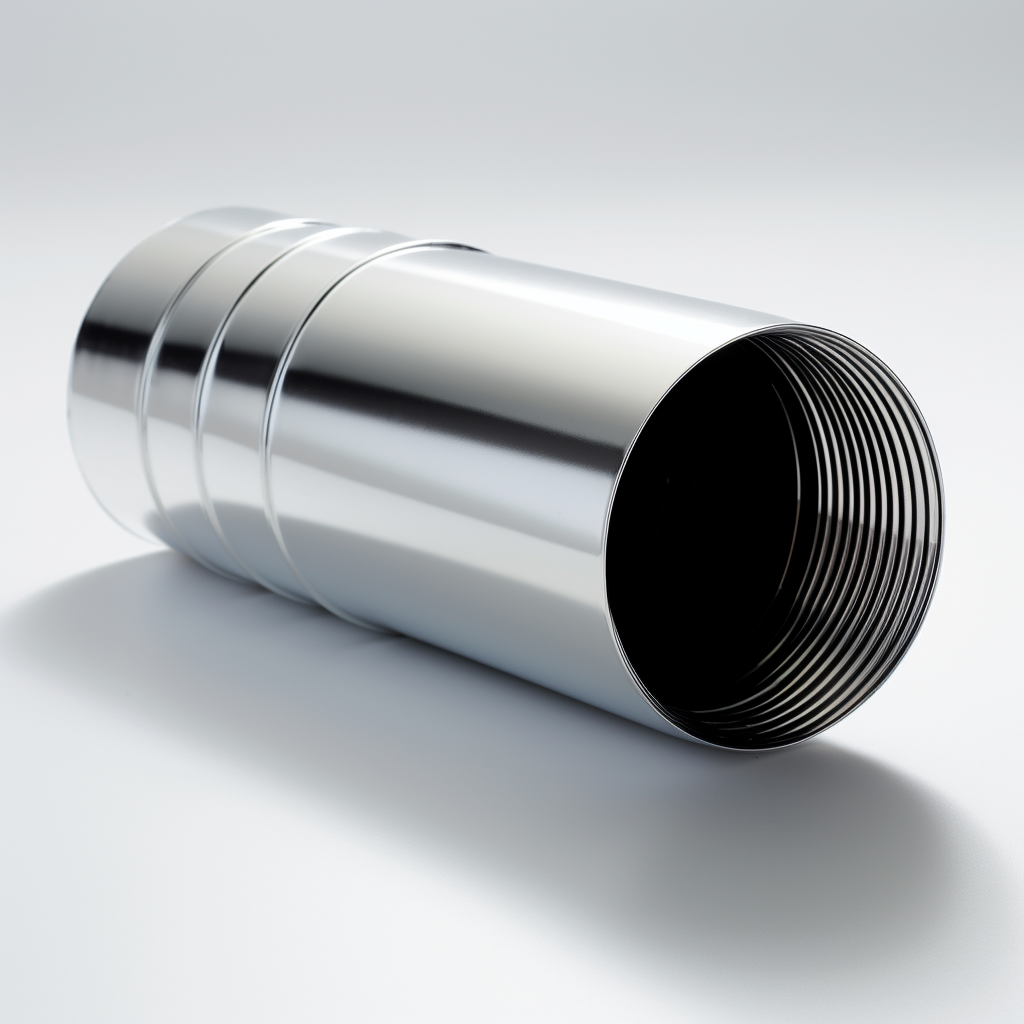 Chrome Cardboard Mailing Tube on White Surface