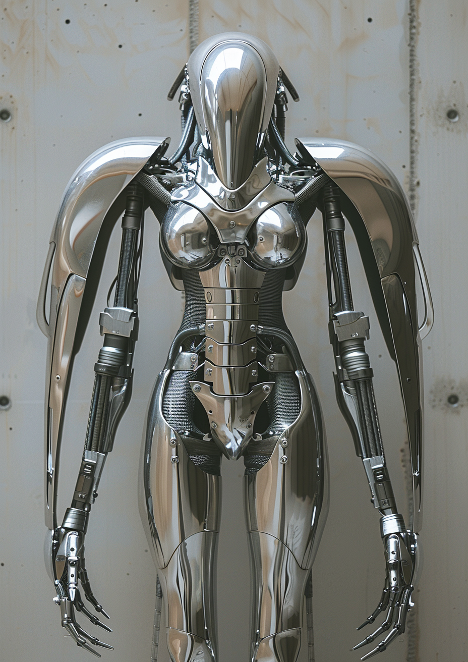 Biomechanical Gynoid Goddess Pose Machine