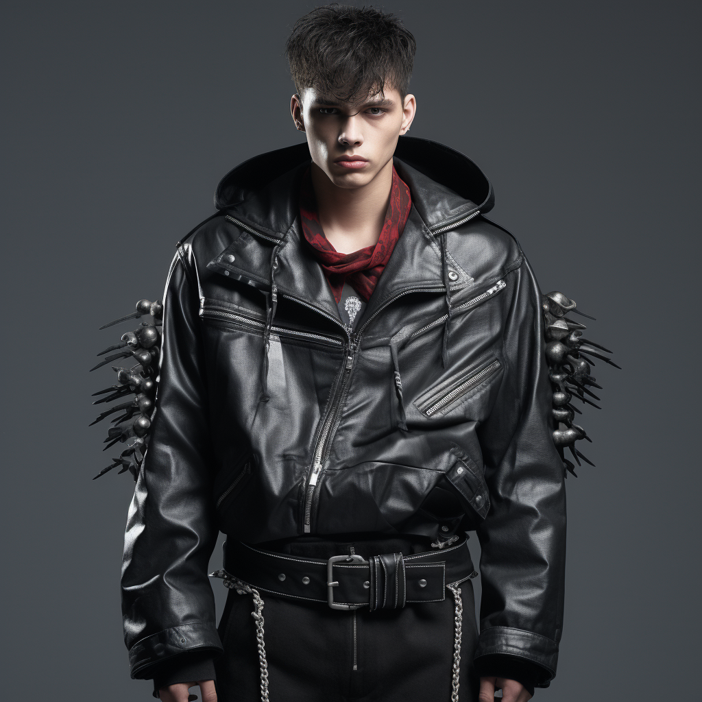 Stylish men's oversized cropped leather jacket