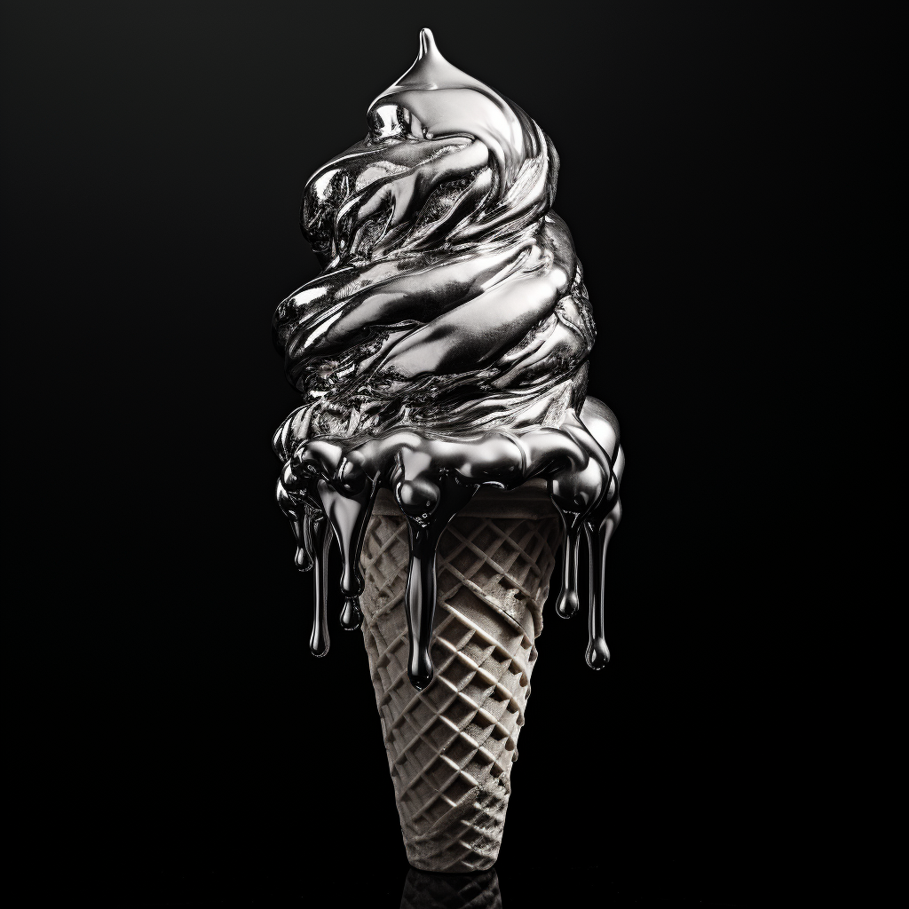 Grayscale chrome ice cream cone